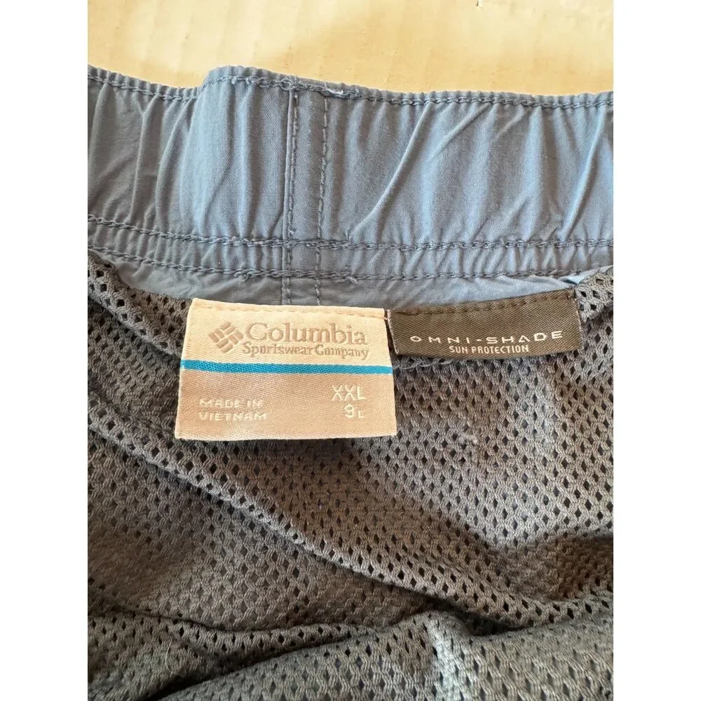 Columbia Omni-Shade Mens XXL Blue Nylon Hiking Fishing Shorts Drawstring Mesh